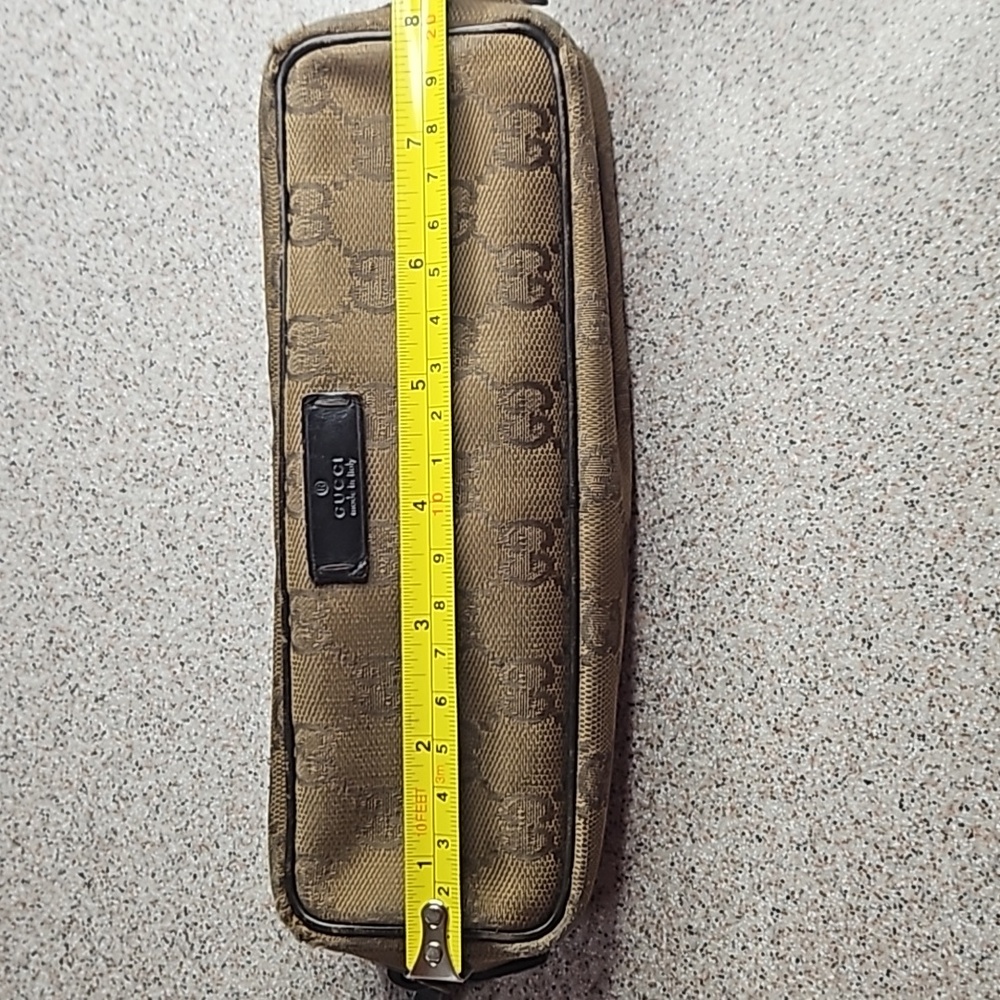 Gucci Metallic Copper Dark Brown Monogram Long Zip Pouch Case Bag Clutch - Picture 10 of 12